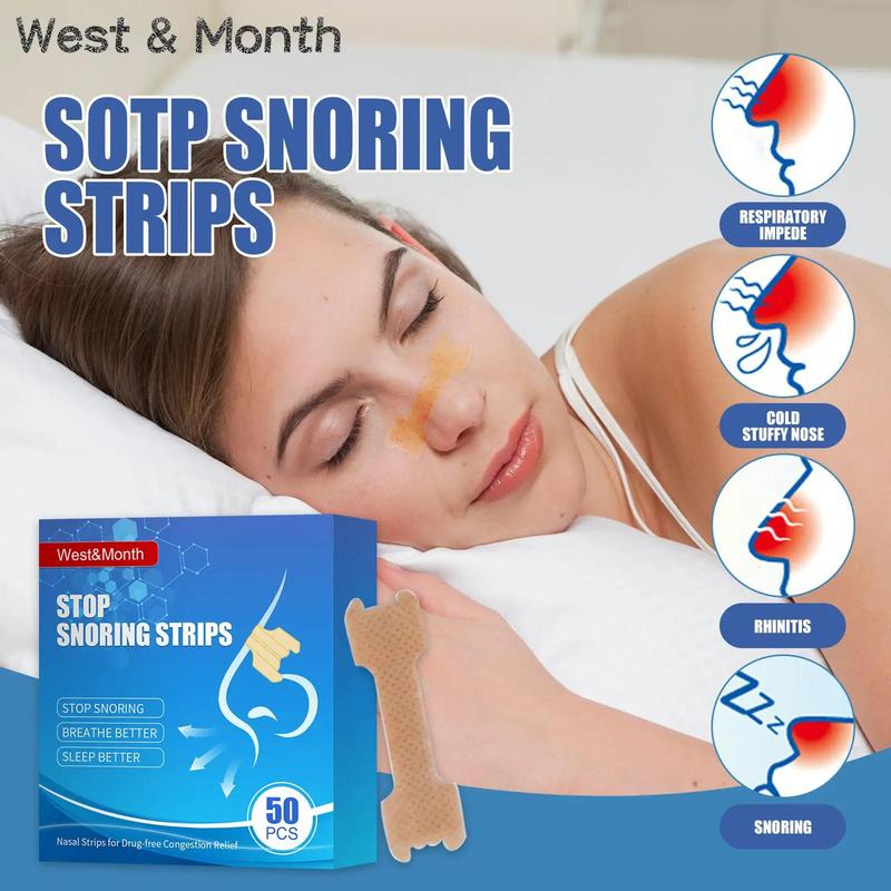 Breathable Anti-snoring Nasal Strip, 50pcs/set Sleeping Snoring Relief Nasal Sticker, Sinus Relief Nasal Patch, Home Product