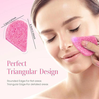 Compressed Facial Sponges, 60pcs/set Triangular Shaped Face Sponges, Washing Face Exfoliator Sponge, Natural Reusable Facial Sponge for Estheticians Cosmetic Spa