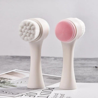 Facial Cleansing Brush, Double Sided Face Scrubber, Facial Skin Massage Brush, Dual Ended Facial Skin Care Brush, Great for Pore Cleaning, Exfoliating, Massaging