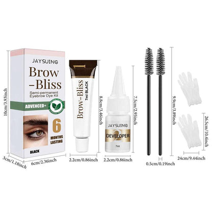 Semi-permanent Eyebrow Dye Kit, 1?Count?Waterproof Eyebrow Dye Cream & 1?Count?Developer & 2?Counts Brush & 1 Pair Gloves, Long Lasting Eyebrow Tinted Kit, Eyebrow Makeup Tool for Women