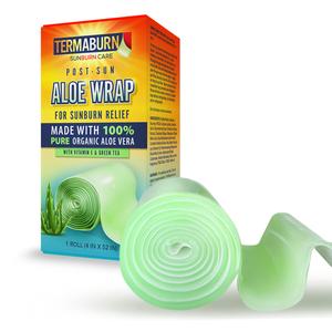 TermaBurn Aloe Wrap for Sunburn Relief - Made with Organic Aloe Vera, Vitamin E, and Green Tea.  Ditch those Sticky Gels!  New, Innovative Post Sun Relief for or Any Skin Types and Any Age  -Skincare Comfort Body Care Sunscreen Skin Repair