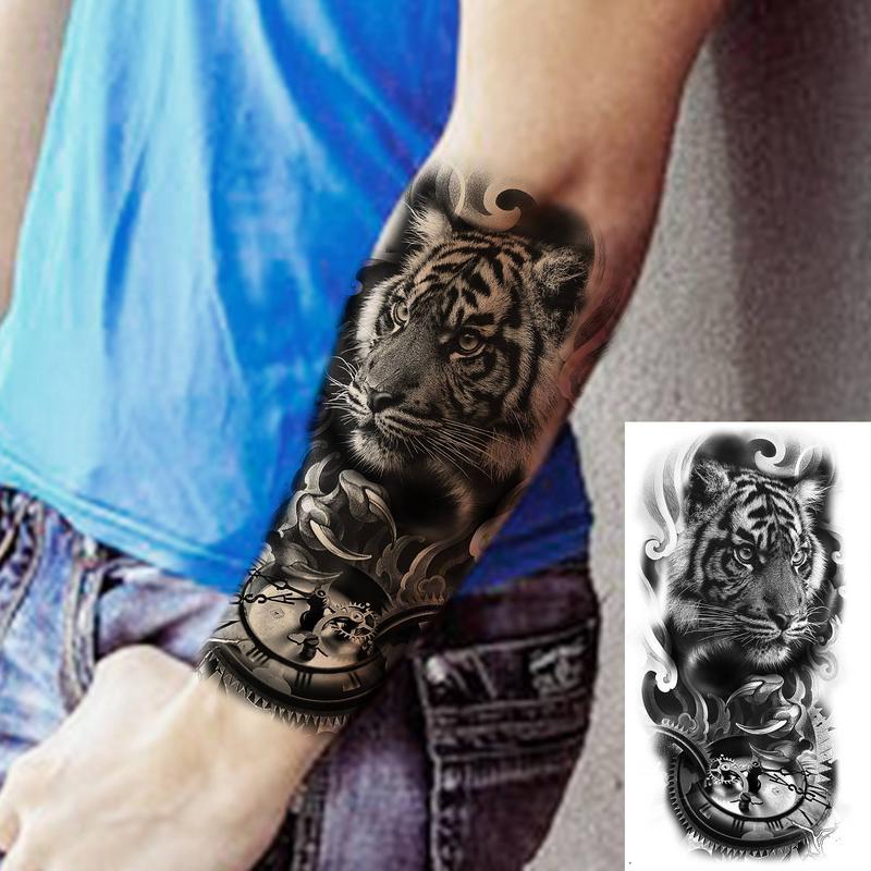 Tiger Pattern Temporary Tattoo Sticker, 8 Counts Fake Tattoo Sticker, Body Art Sticker for Women & Men, Realistic Tattoo Sticker for Arms, Legs, Ankle, Neck, Back