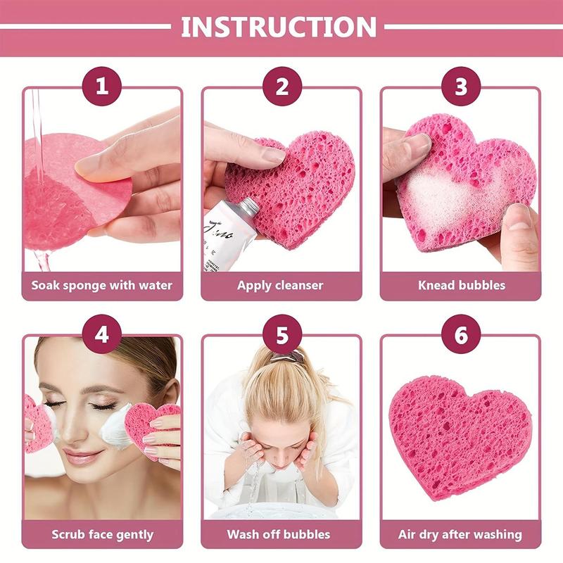 Heart Shaped Facial Cleansing Puff, Dry & Wet Use Makeup Remover Puff for Washing & Exfoliating, Professional Cosmetic Sponges, Facial Skincare Tool