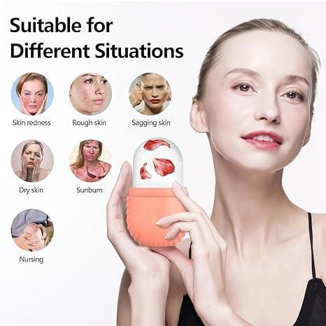 Facial Ice Roller,Silicone Facial Ice Roller,Facial and Eye Cube Ice Roller,Facial Beauty Ice Roller Skin Care Tools,Facial Ice Cube,Facial Scraping Massage,Facial Beauty Silicone Ice Moulds,Reusable Massage Silicone Ice Moulds