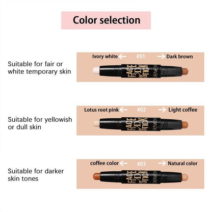 Double Head Contour Stick (1 Piece), Long-lasting, Dual-purpose & Non-fading Matte Highlighter Shadow Pen For Creating Three-dimensional Makeup