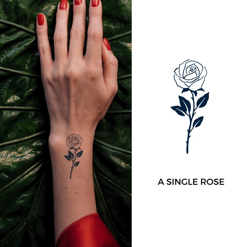 Rose Tattoo | 2 Week Temporary Tattoo | Plant Based Vegan Tattoo | Flower Tattoo | Girly Tattoo | Festival Tattoo | Matching Tattoo | Gift Idea | Temporary Tattoo