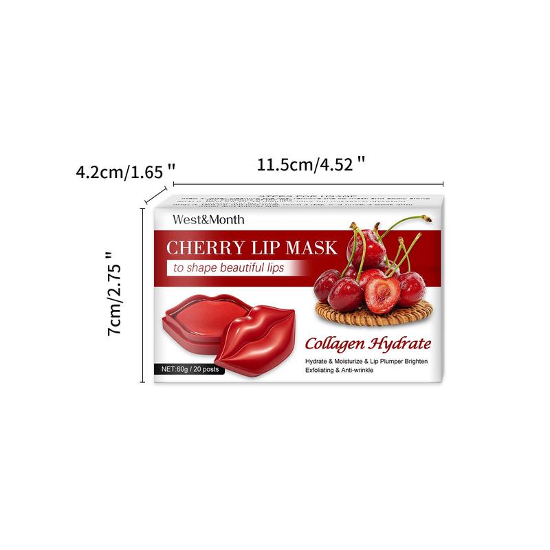 Cherry Jelly Lip Masks, 20pcs/box Replenish Hydrate and Moisturize Skin Slough Off Dead Skin Cells Lip Care Masks