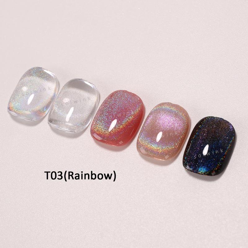 SOLWINK Trio Rainbow Cat Eye Gel Nail Polish Set Multi-functional Magnetic Nail Polish Kits for Natural Nails Toes Nail Tips