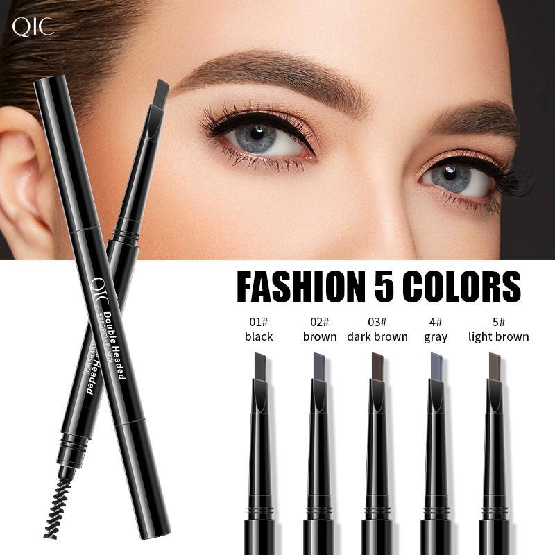 Double-ended Eyebrow Pencil, 1 Count Waterproof Long Lasting Eyebrow Pencil, Brow Styling Brush, Brow Shading & Filling Pencil, Brow Brush Makeup Tool