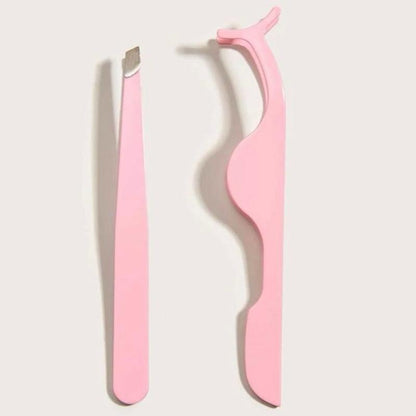 Eyelash Extension Tweezers, 2pcs/set Portable Stainless Steel Eyelash Tweezers Applicators, Cluster Eyelashes Strip Lashes Holders, Cosmetic Makeup Tool