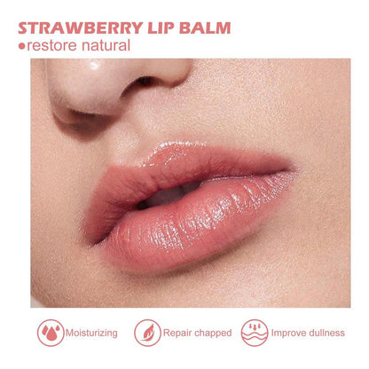 Strawberry Moisturizing Lip Mask with Lip Brush, Exfoliating Nourishing Treatment Lip Mask, Lip Care Treatment Lip Mask for Women & Men