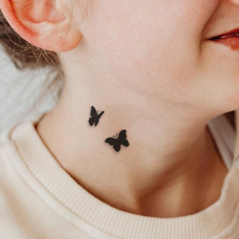 Butterfly & Letter Pattern Tattoo Sticker, 1 Count Temporary Tattoo Sticker, Body Art Decoration for Women & Men