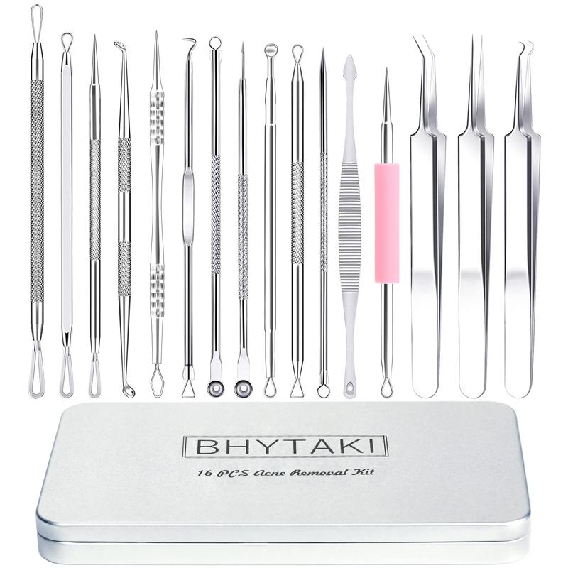 Blackhead Remover Tools, 2024 Latest 16 PCS Pimple Popper Tool Kit, Acne Blackhead Tools for Blemish, 410 Premium Professional Stainless Acne Pimple Extractor Tool with Metal Box