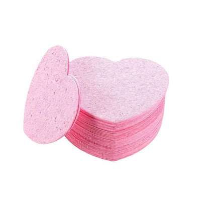 20pcs Portable Heart Shape Compressed Facial Sponge, Honeycomb Facial Cleansing Pad, Skin Friendly Cleansing Exfoliating Wood Pulp Makeup Removal Pad, Facial Cleansing Tool