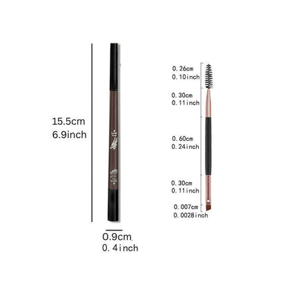 2 in 1 Liquid Eyebrow Pen Eyebrow Pencil & Brush, 3pcs/set Including 2pcs Double Ended Eye Brow Pen & 1 Double Ended Brow Brush, Eye Brow Makeup Tool for Daily Use