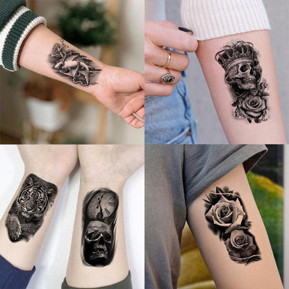 Mixed Style Pattern Black Temporary Tattoo Sticker, 48pcs/set Fake Tattoo Sticker, Body Art Sticker For Women & Men Party Dressing