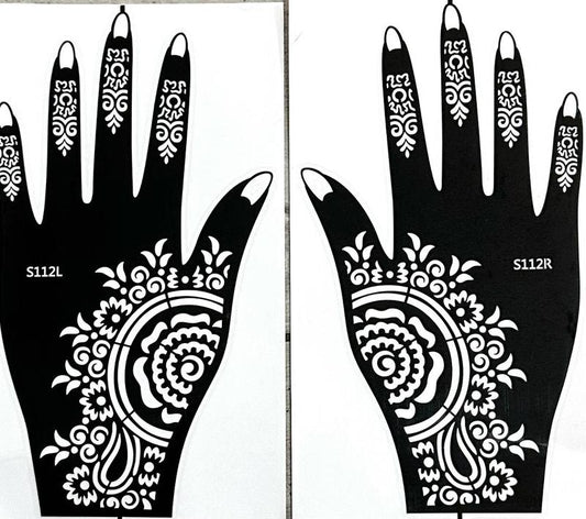 Flirty Findz Henna Tattoo Stencil For Hands, Two Stencils, Item E13