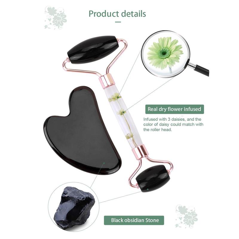 Face Roller & Heart Shaped Gua Sha Board, 2pcs/set Face Massage Tool, Face Rolling Gusha Tool for Skin Care Therapy, Skin Massaging Tool, Skincare Products