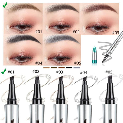 4-Tip Liquid Eyebrow Pencil, Brow Shading &Filling Pencil,  Waterproof Long Lasting Brow Styling Pen, Brow Brush Makeup Tool