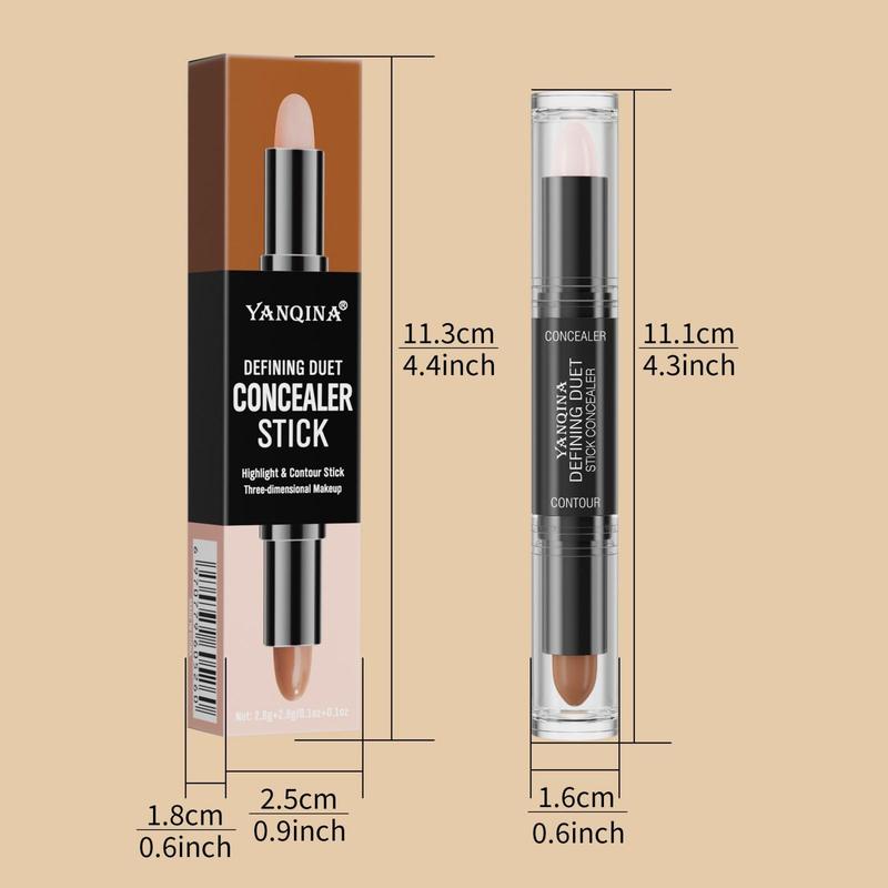 Double Ended 2 in 1 Face Contour Pen, Dual Headed Concealer Stick, Makeup Highlighter Stick Bronzer Stick, High-gloss?Cosmetic Stick