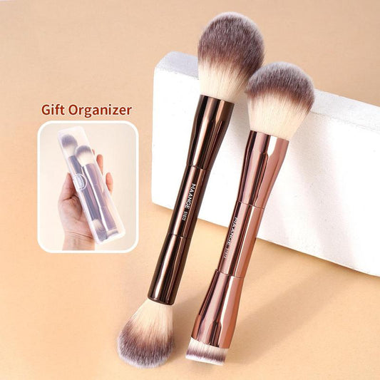 Summer Makeup Brushes with Storage Box, 2 Counts Makeup Brush for Foundation, Loose Powder, Blush, Highlighting, Contouring, Professional Makeup Tools for Women, Summer Makeup, Makeup Products