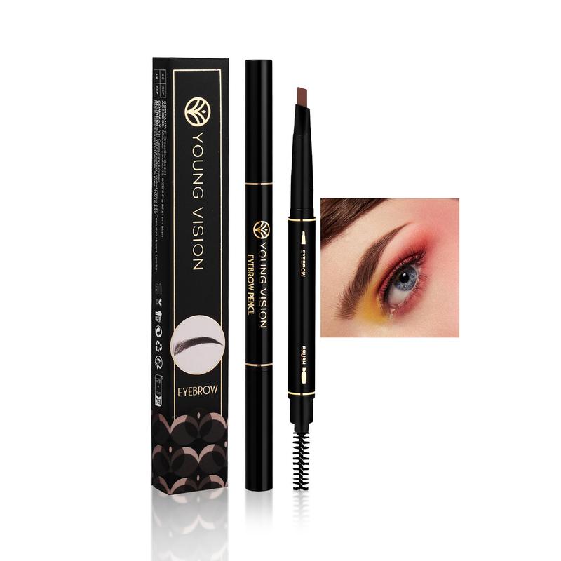 Automatic Rotary Double Head Eyebrow Pencil with Brush, 1 Count Non Smudge, Eye Makeup