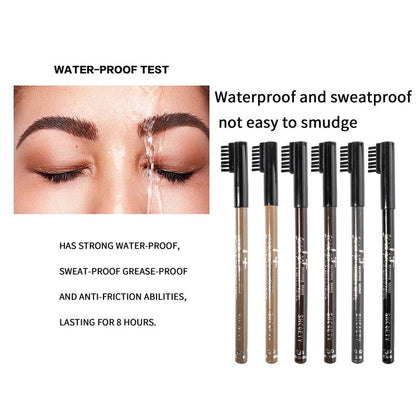 Waterproof Eyebrow Pencil with Brush, 6 Counts/set Long Lasting Eyebrows Enhancer Dye Tint Pen, Makeup Cosmetic Tool for Women