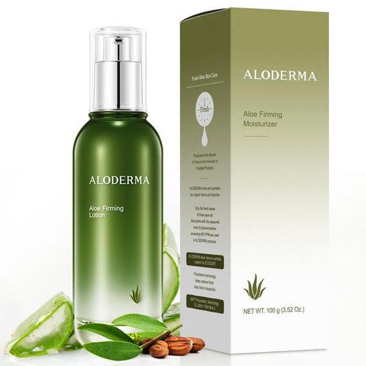 ALODERMA Aloe Vera Firming Facial Moisturizer Made with 76% Organic Aloe Vera to Nourish & Rejuvenate - Lightweight Natural Face Lotion formulated with Jojoba to Smooth the Appearance of Aging Fine Lines & Wrinkles, 3.5oz