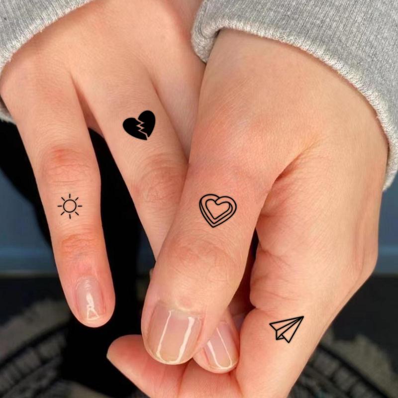 Long-lasting Temporary Tattoo (1 Piece), Heart and Line Pattern Temporary Tattoo Sticker for Party Makeup Performance