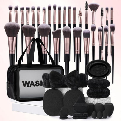 Makeup Tool Set with Storage Bag, 49pcs/set Makeup Brush & Powder Puff & Sponge & Hairband & Makeup Brush Cleaning Tool, Cosmetic Brush Set for Beginners?Back To School