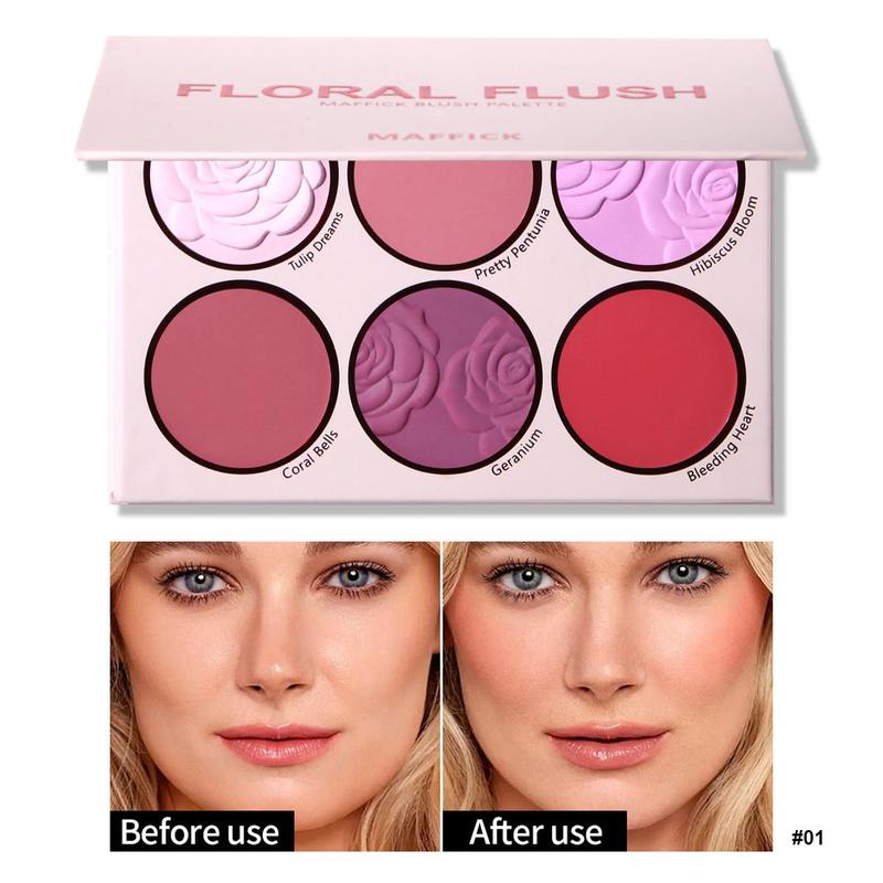 Long Lasting Matte Blush Palette, 1 Count Smooth Blush Powder, Cheeks Contour Blush Pressed Powder, Natural Look Blush for Daily Makeup, Lightweight Blush, Soft Color Shadow, Suitable for All Skins