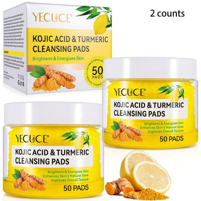 Kojic Acid Turmeric Cleansing Pads, 2 Boxes(50pcs/box) Moisturizing & Hydrating Skin Care Pads, Perfect for Luxury Wet Compresses, Face Care Product