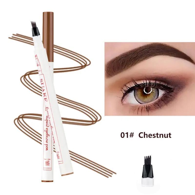 Fine Sketch Liquid Eyebrow Pen, 1 Count Waterproof Four-tooth Liquid Eyebrow Pencil, Long Lasting Eyebrow Liquid Pencil, Brow Styling Brush