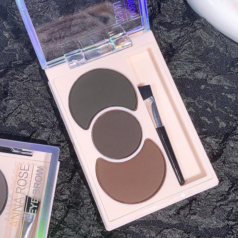 3 Color Eyebrow Powder with Brush, 1 Count Waterproof Long Lasting Eyebrow Powders, Natural Eye Brow Shading and Filling Accessories for Beginners