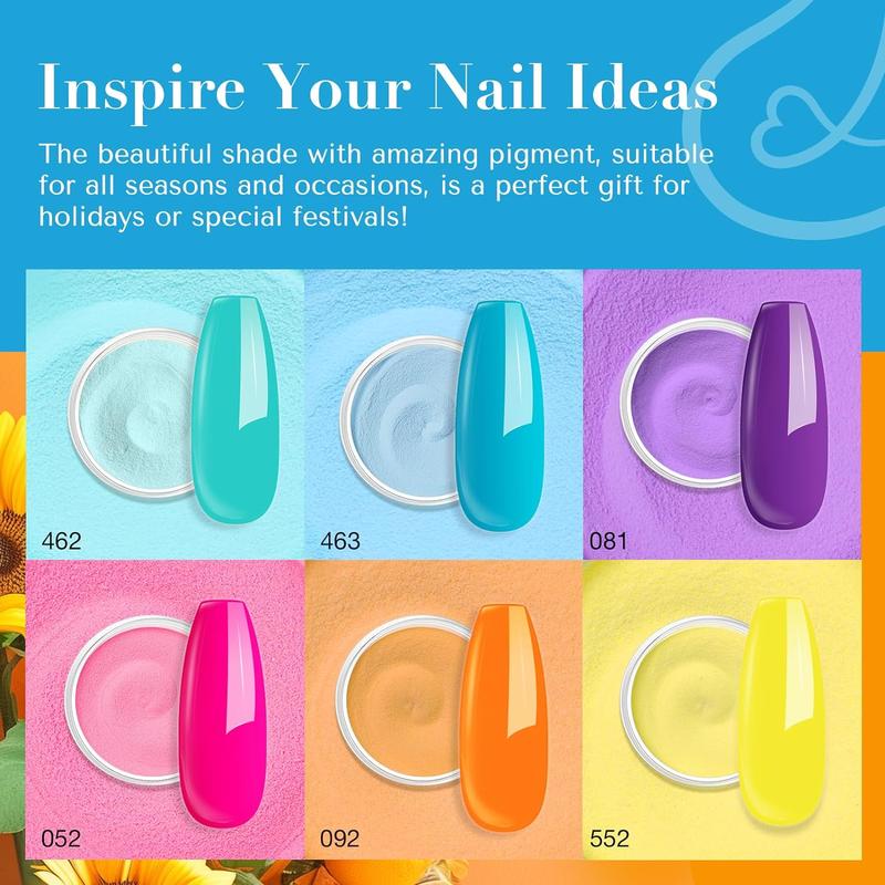 [New Product Sale] AZUREBEAUTY Bright Summer Dip Powder Nail Set, 6 Colors  Dipping Powder Nail Starter Kit French Art Manicure DIY Mother's Gift for Women, No Need Nail Lamp Cured