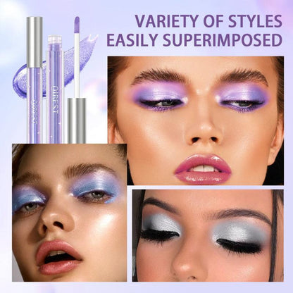 Glitter Liquid Eyeshadow, Long Lasting Shimmering Eye Shadow, High Pigmented Glittering Brightening Highlighting Liquid Stick for Eye Makeup