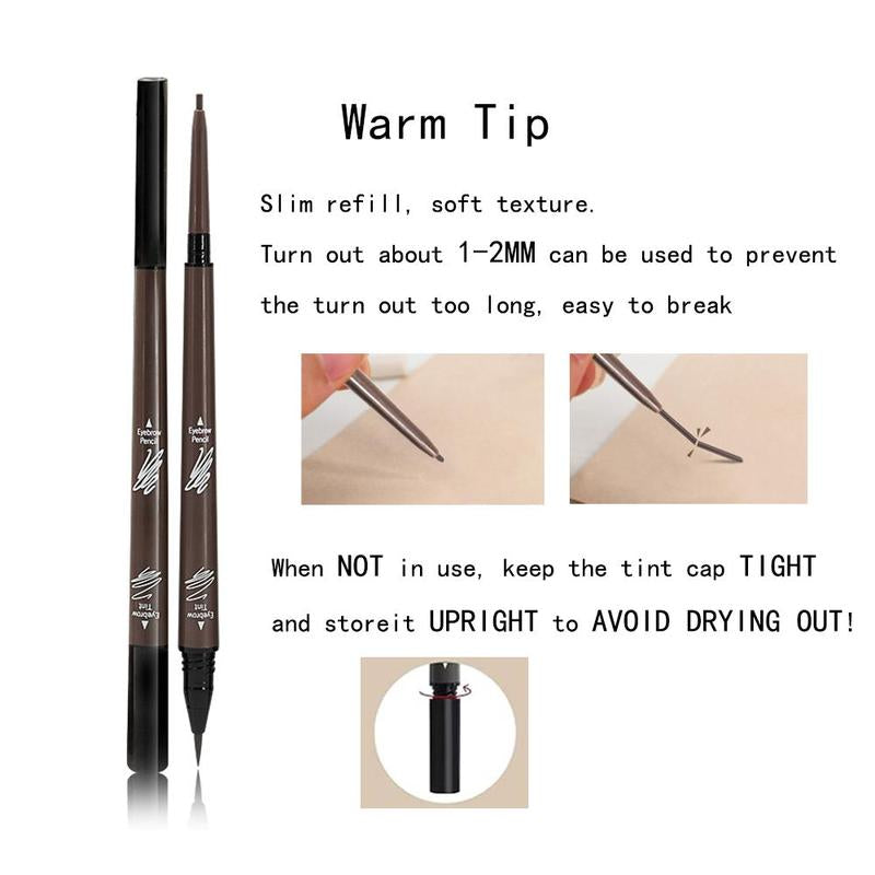 2 in 1 Liquid Eyebrow Pen Eyebrow Pencil & Brush, 3pcs/set Including 2pcs Double Ended Eye Brow Pen & 1 Double Ended Brow Brush, Eye Brow Makeup Tool for Daily Use