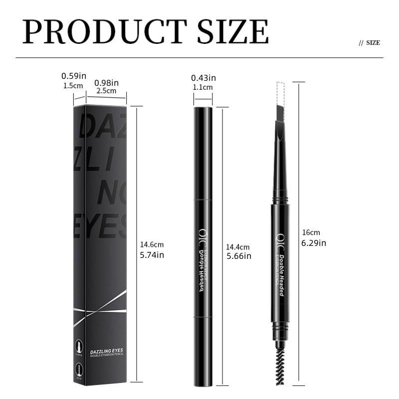 Double-ended Eyebrow Pencil, 1 Count Waterproof Long Lasting Eyebrow Pencil, Brow Styling Brush, Brow Shading & Filling Pencil, Brow Brush Makeup Tool