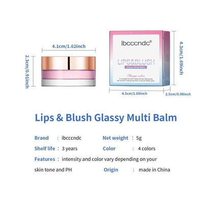 Lip & Blush Glassy Multi Balm, Long Lasting Color Changing Cream Blush, Natural Look Lightweight Blush for Women Girls