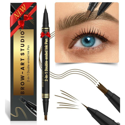 iMethod Eyebrow Pencil - Brow Pencil 2-in-1 Dual-Ended Eyebrow Pen with 3-Prong Micro-Fork-Tip Applicator and Precise Brush-Tip Create Natural-Looking Brows, Stay on All Day, Light Brown