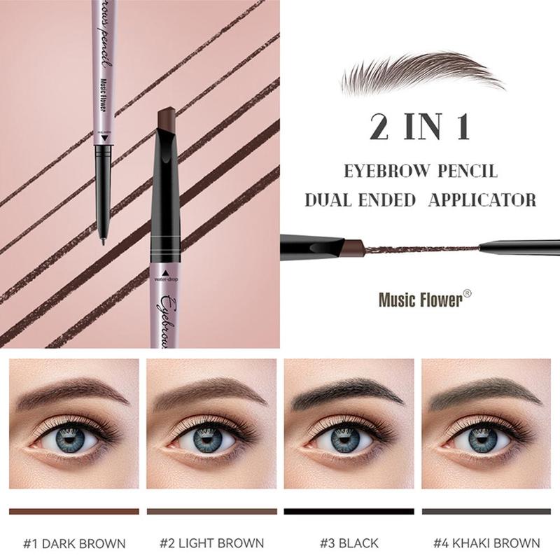 Double Ended Eyebrow Pencil, 1 Count Waterproof Long Lasting Eye Brow Pen, Eyebrow Makeup Tool For Daily Use