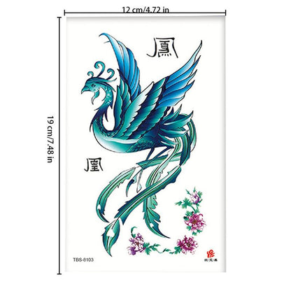 Phoenix Pattern Temporary Tattoo Sticker, Waterproof Fake Tattoo Sticker, Body Art Decoration For Women & Girls