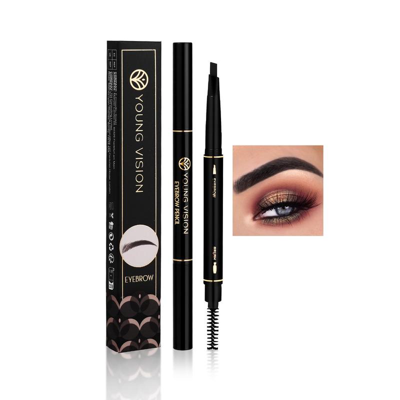 Automatic Rotary Double Head Eyebrow Pencil with Brush, 1 Count Non Smudge, Eye Makeup