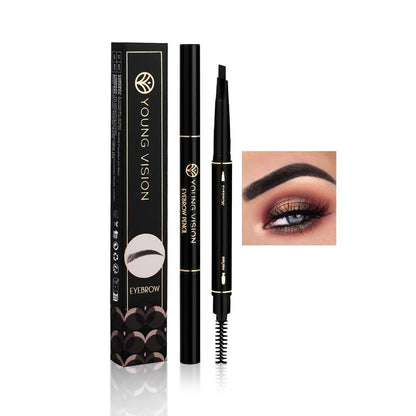 Automatic Rotary Double Head Eyebrow Pencil with Brush, 1 Count Non Smudge, Eye Makeup