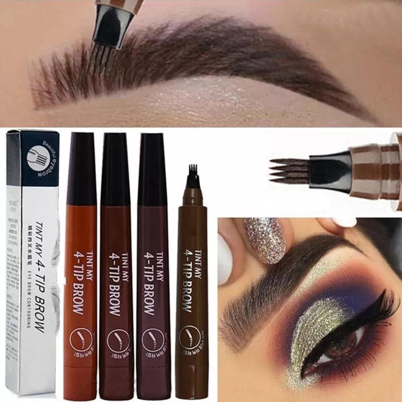 Waterproof Four-tooth Liquid Eyebrow Pencil, Long Lasting Eyebrow Liquid Pencil, Sweat Proof High Pigmented Brow Shading & Filling Pencil,Makeup Tool Easy To Apply, Music Festival Makeup Supplies