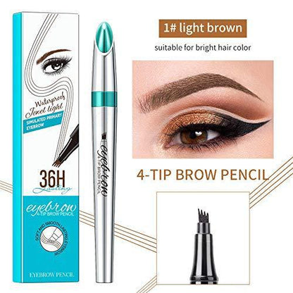 4-Tip Liquid Eyebrow Pencil, Brow Shading &Filling Pencil,  Waterproof Long Lasting Brow Styling Pen, Brow Brush Makeup Tool