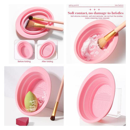 Makeup Tool, 64pcs/set Brushes & Sponges & Triangle Powder Puff & Finger Powder Puff & Headband & Wrist Band & Face Washing Puff & Cleaning Bowl & Bag