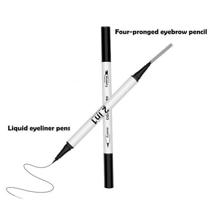 Double-ended 2-In-1 Eyebrow & Eyeliner Pencil, 1 Count Waterproof Eyebrow Pencil, Long-lasting Eyebrow Pencil, Professional Eye Makeup Tool For Women