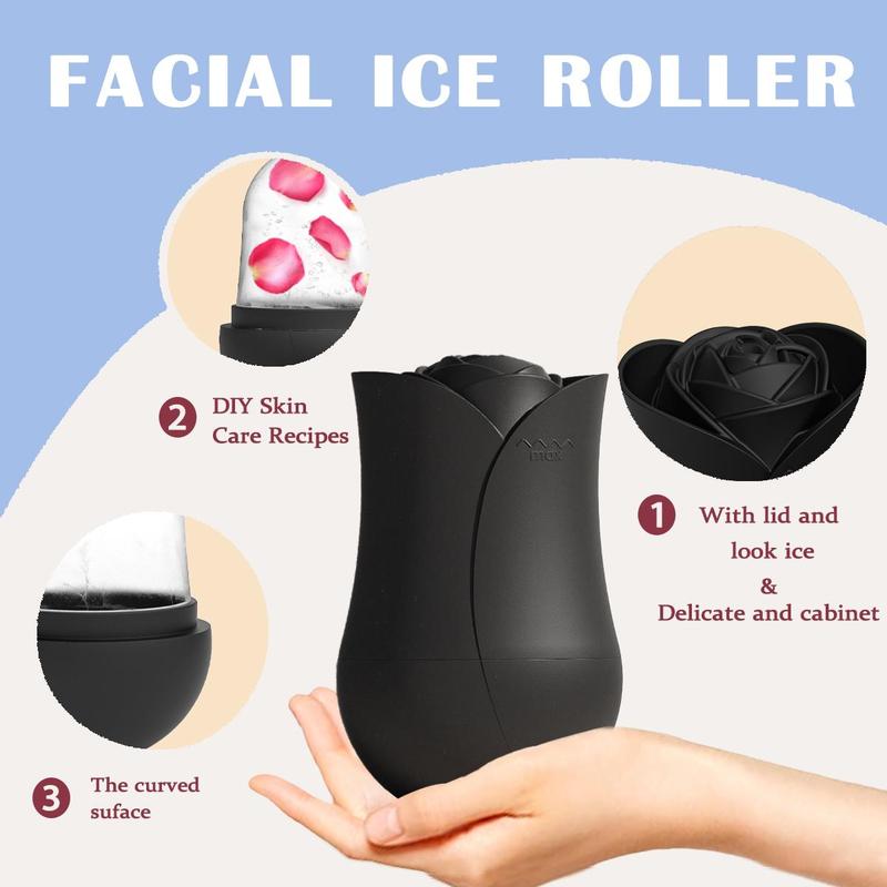 Rose Shaped Massaging Ice Roller, Portable Facial Ice Roller Massager for Soothing Dry Skin, Reusable Face Massage Tool for Women