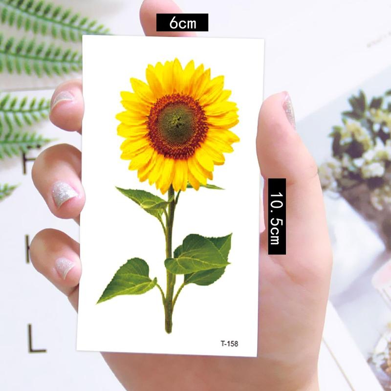 Sunflower Pattern Tattoo Sticker, 1 Count Waterproof Temporary Tattoo Sticker, Body Art Decoration For Women & Girls